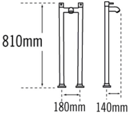 Technical image of Tre Mercati Milan Floor Standing Pillar Bath Filler Tap (Matt Black).
