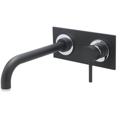 Larger image of Tre Mercati Milan Wall Mounted Bath Filler Tap (260mm Spout, Matt Black).