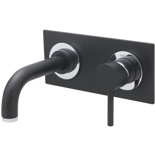 Larger image of Tre Mercati Milan Wall Mounted Basin Mixer Tap (150mm Spout, Matt Black).