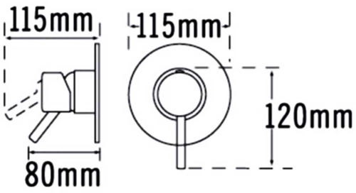Technical image of Tre Mercati Milan Concealed Manual Shower Valve (Matt Black).