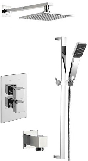 Larger image of Tre Mercati Geysir Twin Thermostatic Shower Valve With Slide Rail & Head.