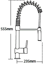 Technical image of Tre Mercati Kitchen Boi-ing Kitchen Tap With Flexible Spray (Chrome).