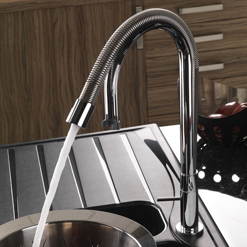 Larger image of Tre Mercati Kitchen Spyro Kitchen Tap With Pull Out Flexible Spray (Chrome).