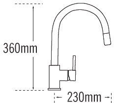 Technical image of Tre Mercati Kitchen Pluto-Lite Kitchen Tap With Pull Out Spray (Chrome).