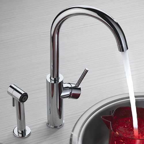 Larger image of Tre Mercati Kitchen Nelly 2 Hole Kitchen Tap With Side Spray (Chrome).