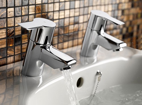 Example image of Tre Mercati Angle Bath & Basin Taps Set (Chrome).