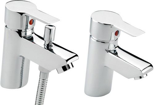 Larger image of Tre Mercati Angle Mono Bath Shower Mixer & Basin Tap Set (Chrome).