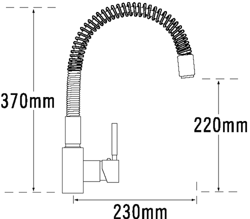 Technical image of Tre Mercati Kitchen Cafe Kitchen Tap With Rigid Spout (Chrome).