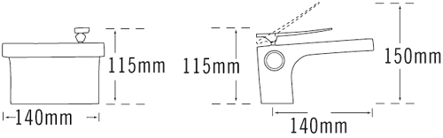 Technical image of Tre Mercati Dance 2 Hole Bath Shower Mixer & Basin Tap Set (Chrome).