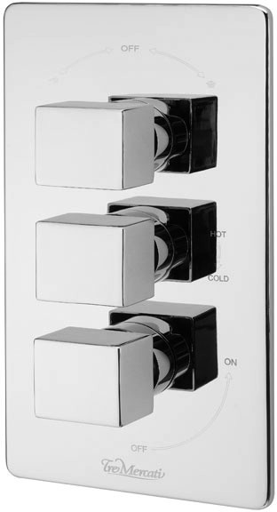 Larger image of Tre Mercati Dance Thermostatic 3 Way Shower Valve (Chrome).