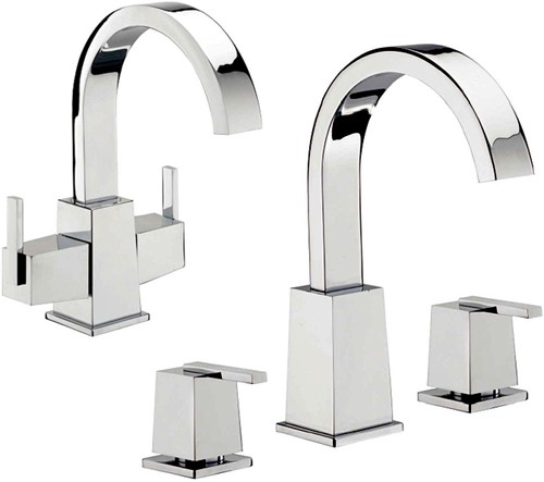 Larger image of Tre Mercati Mr Darcy Basin Tap & 3 Hole Bath Filler Tap Set (Chrome).