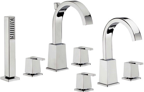 Larger image of Tre Mercati Mr Darcy 3 Hole Basin & 4 Hole Bath Shower Mixer Tap Set.