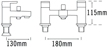 Technical image of Tre Mercati Edge Bath Shower Mixer & Basin Tap Set (Chrome).