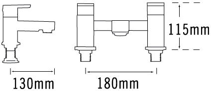 Technical image of Tre Mercati Edge Bath Filler & Basin Tap Set (Chrome).