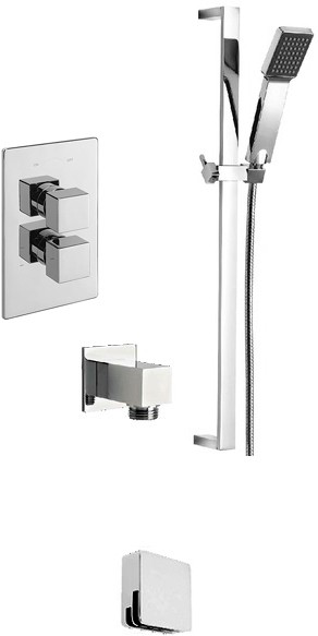 Larger image of Tre Mercati Edge Twin Thermostatic Shower Valve With Slide Rail & Bath Filler.