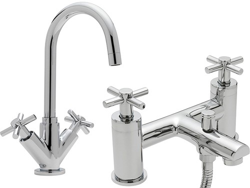 Larger image of Tre Mercati Erin Bath Shower Mixer & Basin Tap Set (Chrome).