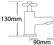 Technical image of Tre Mercati Erin Bath Filler & Basin Taps Set (Chrome).