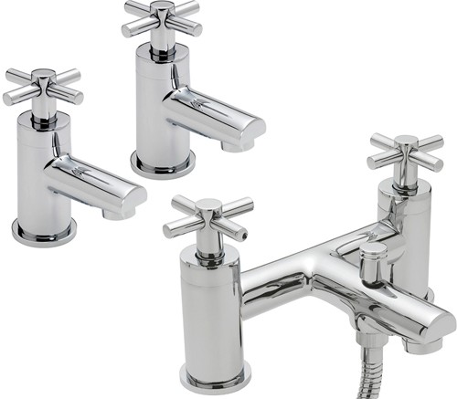 Larger image of Tre Mercati Erin Bath Shower Mixer & Basin Taps Set (Chrome).