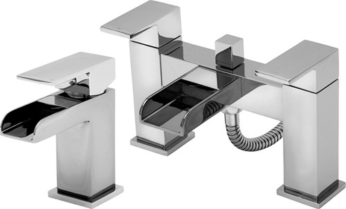 Larger image of Tre Mercati Geysir Waterfall Basin & Bath Shower Mixer Tap Set.