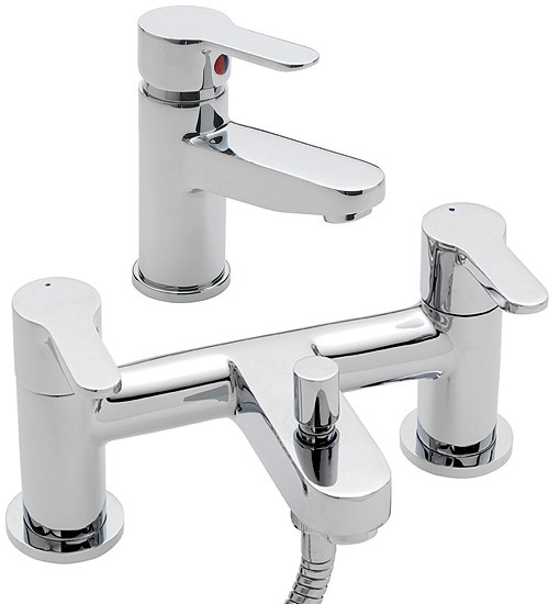 Larger image of Tre Mercati Lollipop Bath Shower Mixer & Basin Tap Set (Chrome).