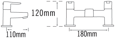 Technical image of Tre Mercati Lollipop Bath Filler & Basin Tap Set (Chrome).