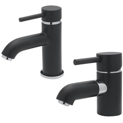 Larger image of Tre Mercati Milan Mono Basin & Mono Bath Filler Tap Pack (Matt Black).