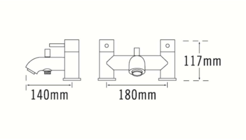 Technical image of Tre Mercati Milan Mono Basin & Pillar Bath Filler Tap Pack (Matt Black).