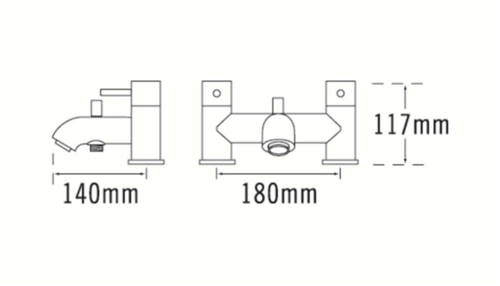 Technical image of Tre Mercati Milan Basin Taps & Pillar Bath Filler Tap Pack (Matt Black).