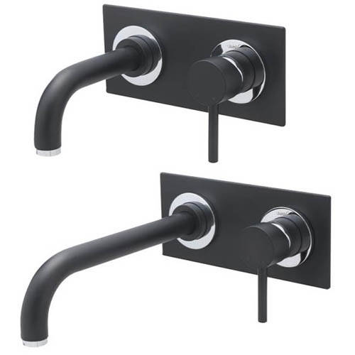 Larger image of Tre Mercati Milan Wall Mounted Basin & Bath Tap Pack (Matt Black).