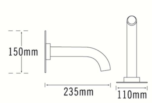 Technical image of Tre Mercati Milan 3/4" Side Valves & Bath Spout Pack (Matt Black).