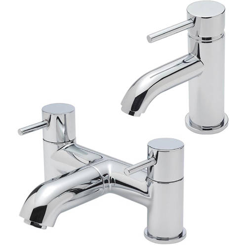 Larger image of Tre Mercati Milan Mono Basin & Pillar Bath Filler Tap Pack (Chrome).