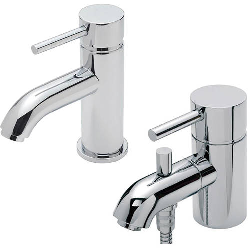 Larger image of Tre Mercati Milan Mono Basin & Mono Bath Shower Mixer Tap Pack (Chrome).