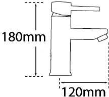 Technical image of Tre Mercati Poppy Bath Shower Mixer & Basin Tap Set (Chrome).