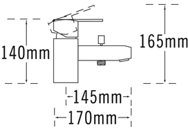 Technical image of Tre Mercati Turn Me On Basin Tap & Mono Bath Shower Mixer Tap Set.