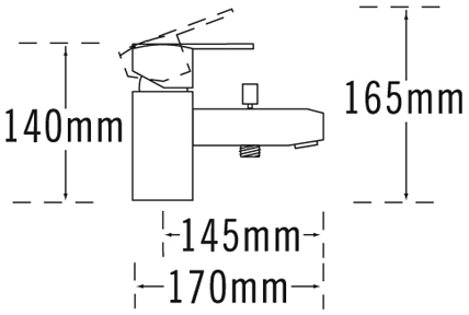 Technical image of Tre Mercati Turn Me On Basin Tap & Mono Bath Filler Tap Set (Chrome).