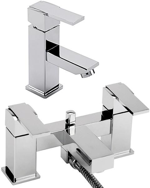 Larger image of Tre Mercati Turn Me On Basin Tap & Bath Shower Mixer Tap Set (Chrome).