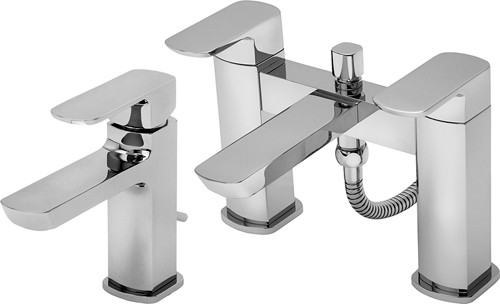 Larger image of Tre Mercati Vamp Basin & Bath Shower Mixer Tap Set (Chrome).