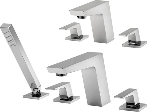 Larger image of Tre Mercati Wilde 3 Hole Basin & 4 Hole Bath Shower Mixer Tap Set (Chrome).