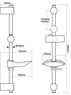 Technical image of Triton Showers T80Z Fast Fit Electric Shower, 10.5kW (White & Chrome).