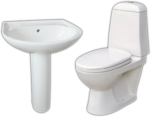 Larger image of Thames Modern Comet four piece bathroom suite with 2 tap hole basin.
