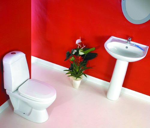 Example image of Thames Modern Comet four piece bathroom suite with 2 tap hole basin.
