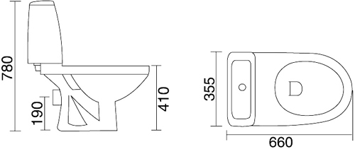 Technical image of Thames Modern compact four piece bathroom suite with 1 tap hole basin.