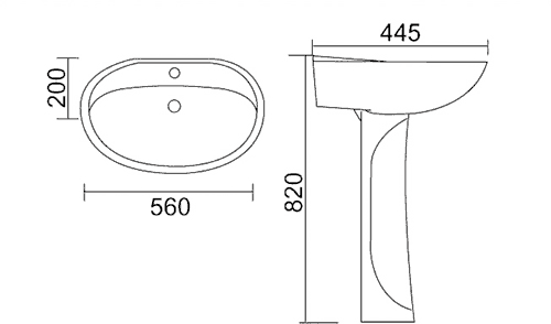 Technical image of Thames Modern compact four piece bathroom suite with 1 tap hole basin.