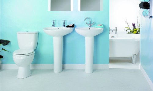 Example image of Thames Modern value four piece bathroom suite with 1 tap hole basin.