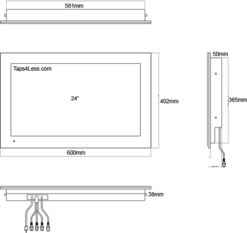 Technical image of TechVision 24" Edge Waterproof TV (LED, 1080p).