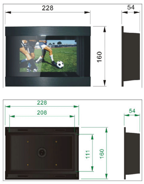 Technical image of TechVision 7" Infiniti Waterproof LCD TV (Black & Silver).