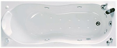 Example image of Twyford Sophia 6 Jet Whirlpool Bath With Taps. 1700x750mm (Left Hand).
