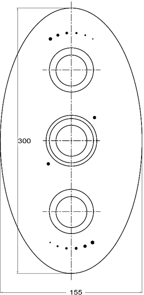 Technical image of Sensational Contour Triple thermostatic valve + slide rail, freelow bath filler