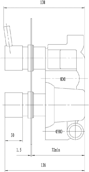 Technical image of Hudson Reed Kia Twin Thermostatic Shower Valve, Slide Rail & Handset.