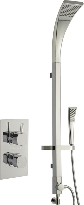 Larger image of Hudson Reed Kia Twin Thermostatic Shower Valve & Modern Rigid Riser Kit.